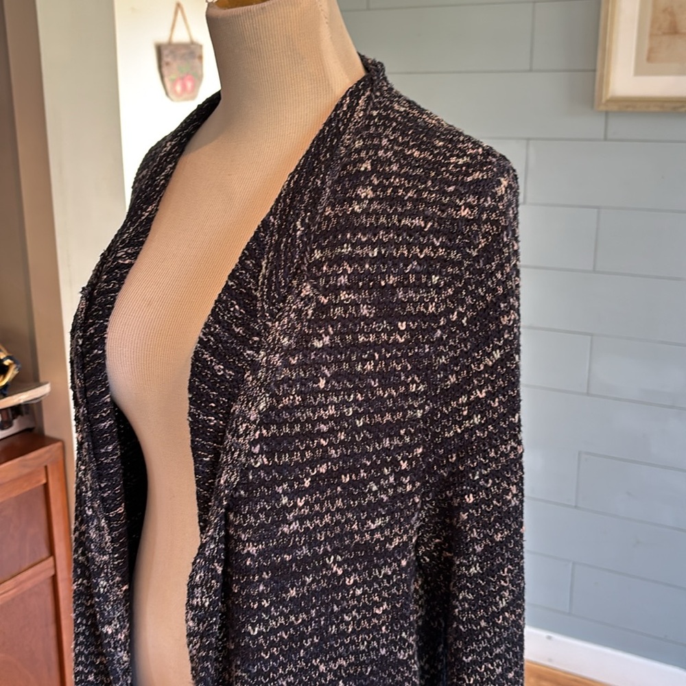 J. Jill Navy Textured Open-Front Sweater - Picture 2 of 7